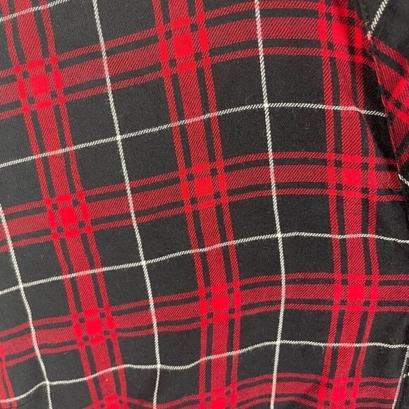 J. Jill Red Black Checkered‎ Long Line Flannel Button Up Shirt Size M - Picture 3 of 8